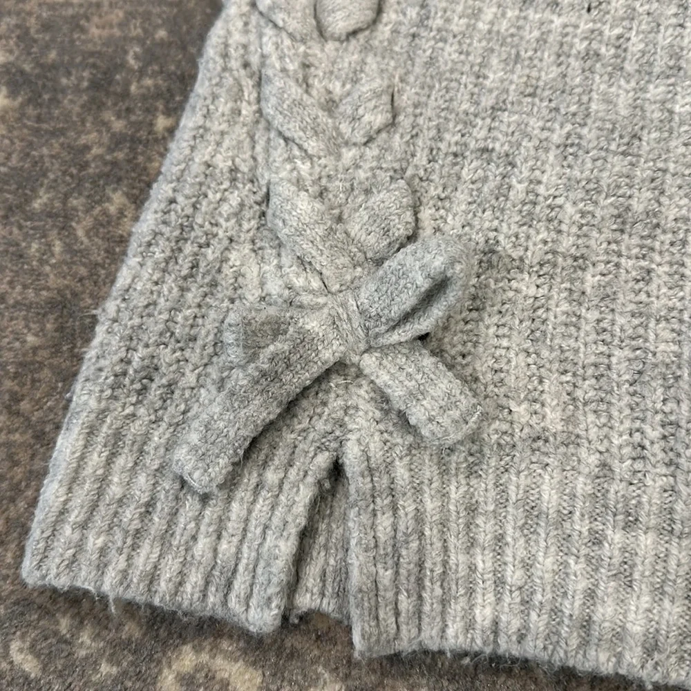 ZARA FANCY COLLECTION GRAY LACED UP SWEATER KIDS